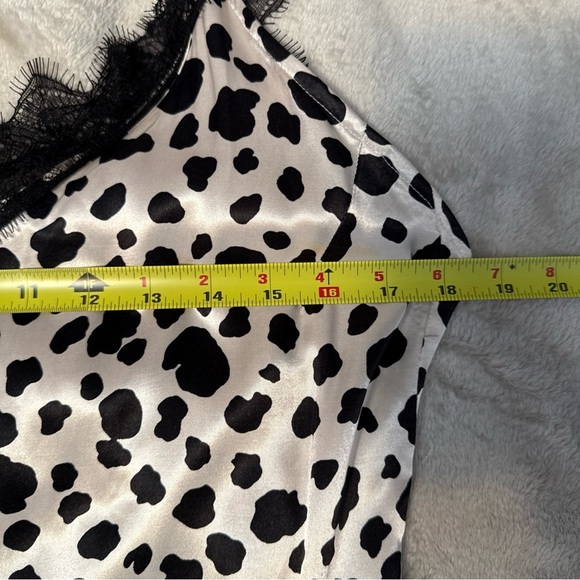 Anthropologie V-Neck Open Back Lace Trim Animal Print Slip Dress Size Medium - Picture 10 of 12